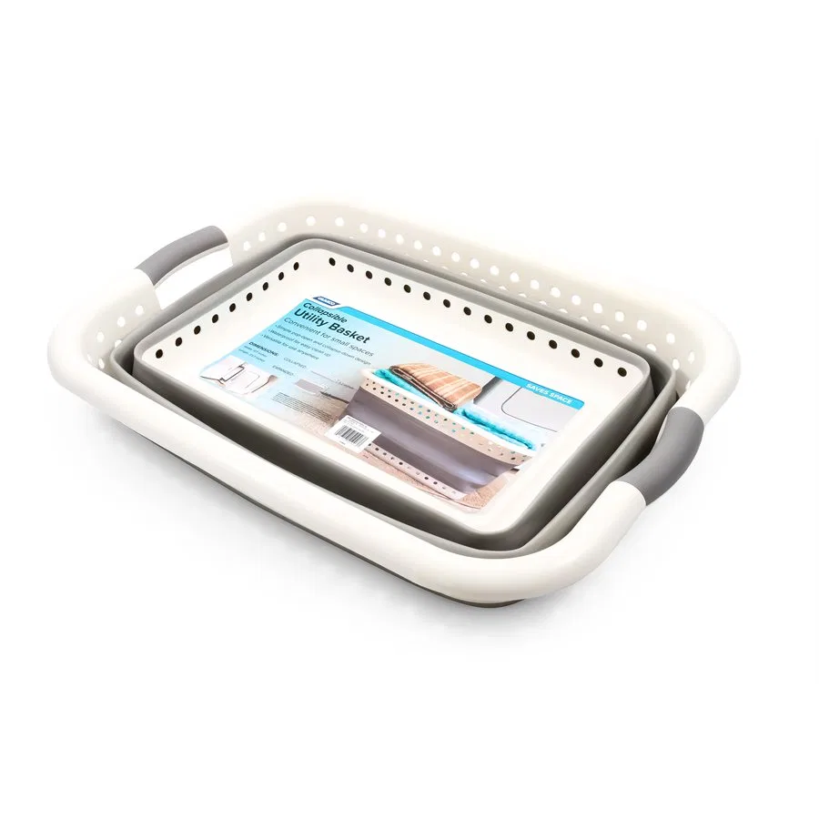 51903 – CAMCO Collapsible Container, Utility Basket 18 Inch Width x 24 Inch Length White/ Gray Waterproof Material